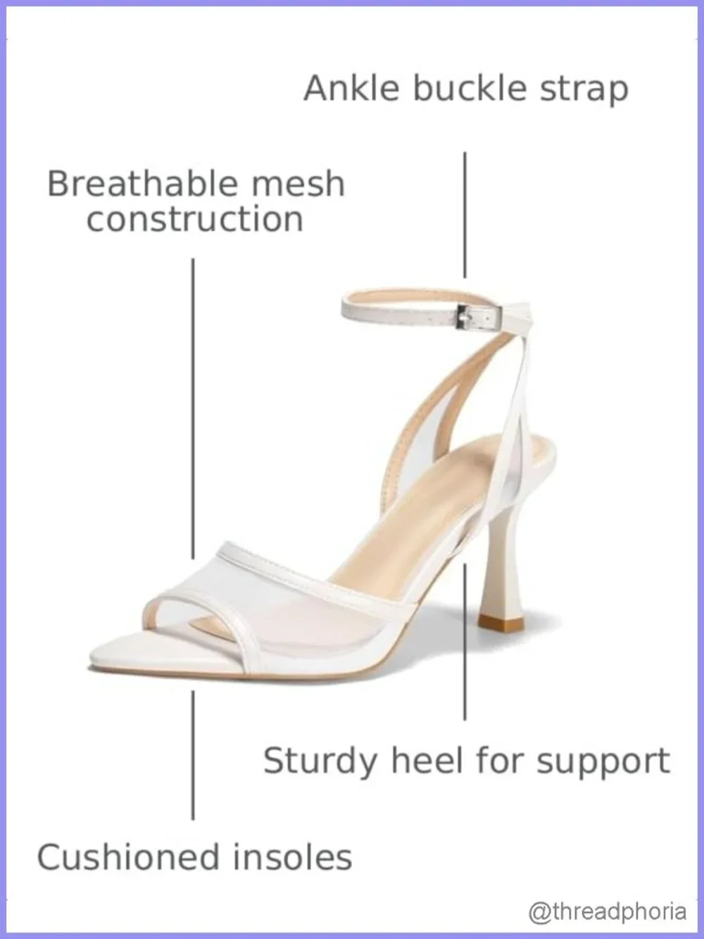 Womens Kitten Heels Open Toe Ankle Strap Mesh PU Leather Strappy Dress Sandals